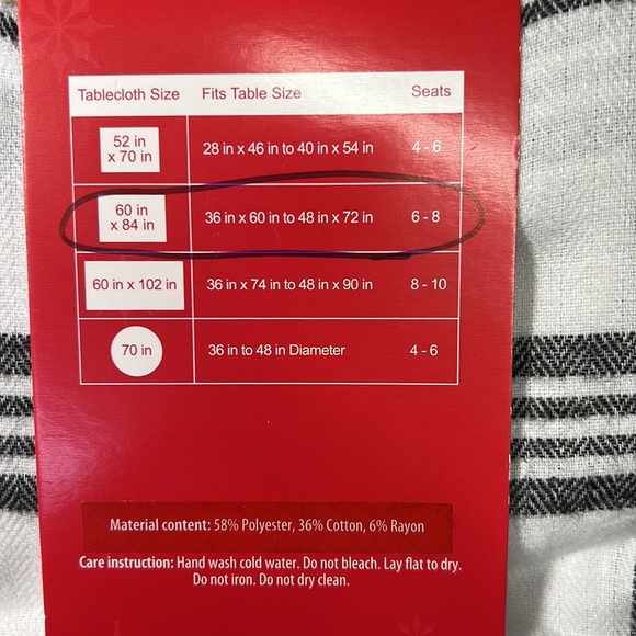 HOLIDAY TIME PLAID BLACK AND WHITE FABRIC TABLECLOTH 60“ x 84“ NWT - Picture 3 of 5